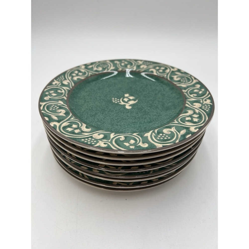 Misono Pavillion 4856 Green Salad Dessert Plates Set of 8 Scroll Pattern